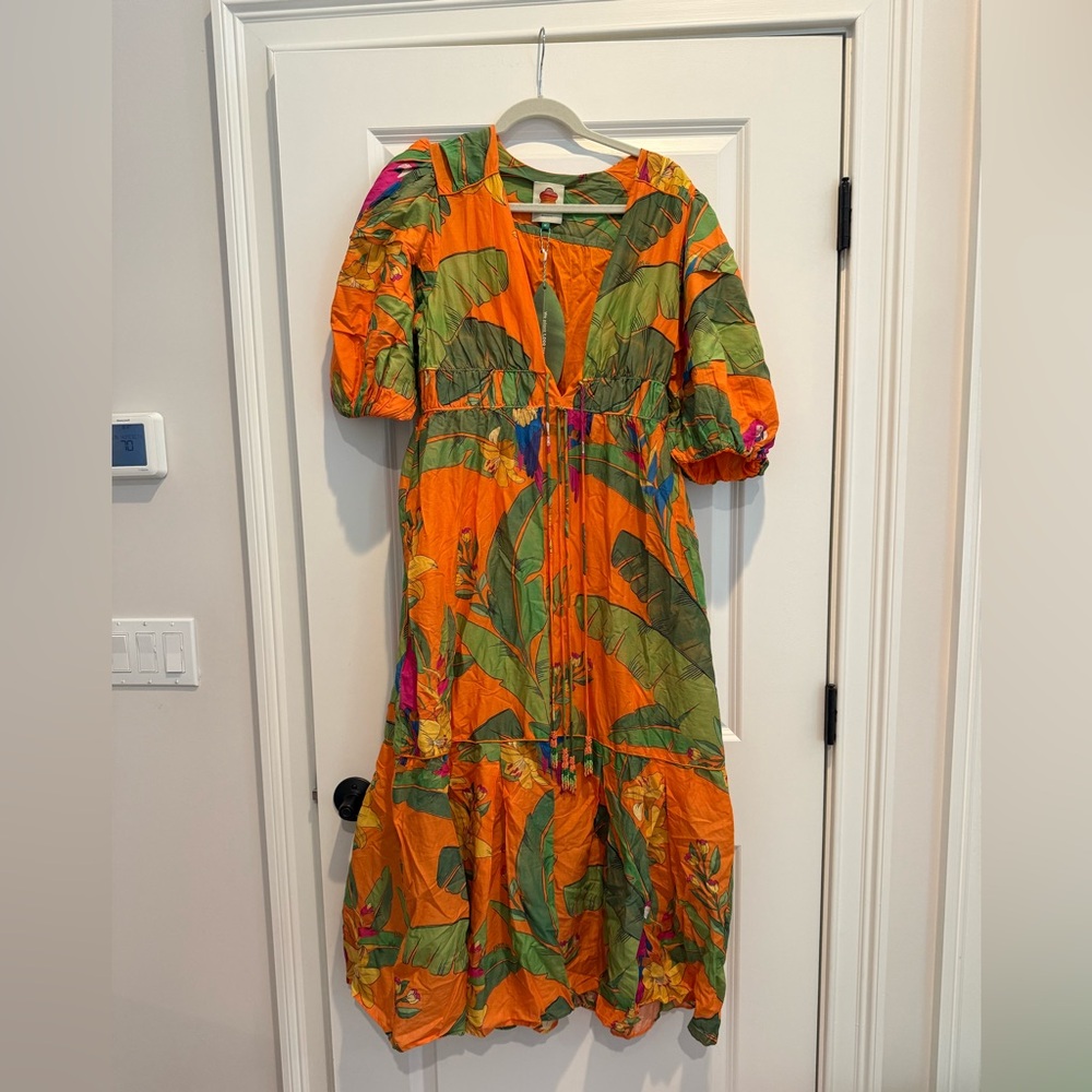 FARM Rio Orange and Green Tropical Maxi Dress NWT - Picture 6 of 8